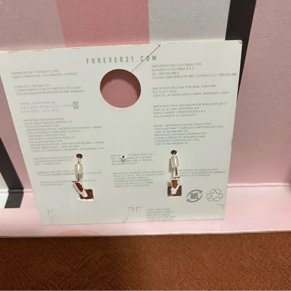 NWT- Forever 21- rise and shine- round drop earrings - clear/silver - Picture 5 of 5